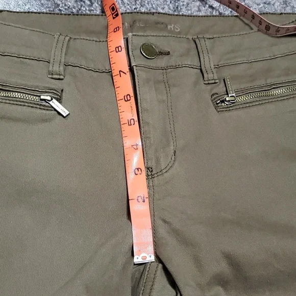 Michael Kors Olive Green Gold Zipper Cuff Pants Size 6 - Picture 11 of 16